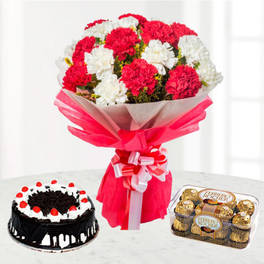 Mix Carnations N Rocher & Cake
